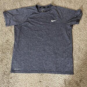 Nike Shirt Mens Large Heather Blue Dri-FIT UPF 40+ Short Sleeve Swim Rash Guard